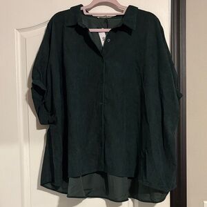Elegant Forest Green Women's Button-Down Shirt